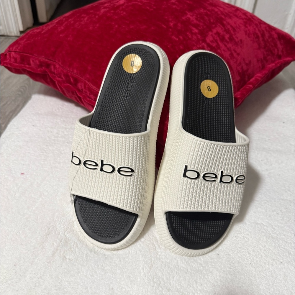 Bebe Women's Cream Slide Sandals